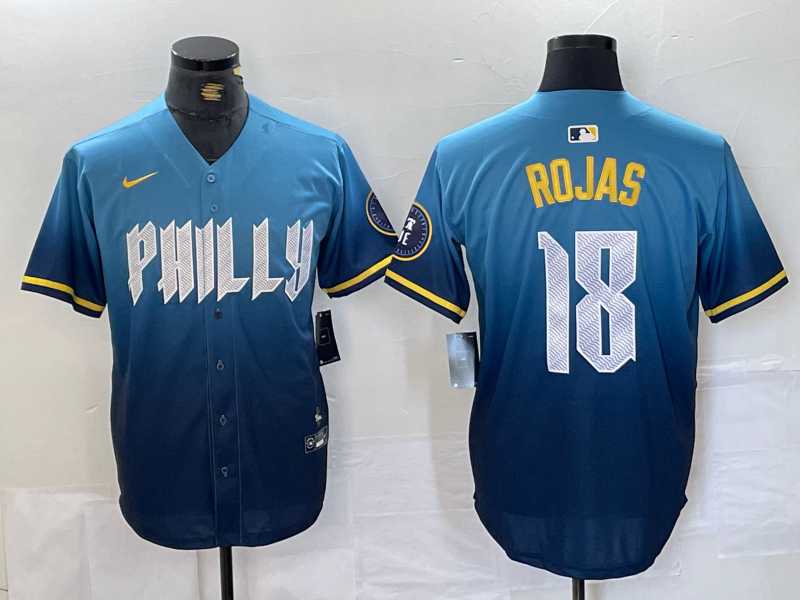Men%27s Philadelphia Phillies #18 Johan Rojas Blue 2024 City Connect Limited Stitched Jersey->philadelphia phillies->MLB Jersey